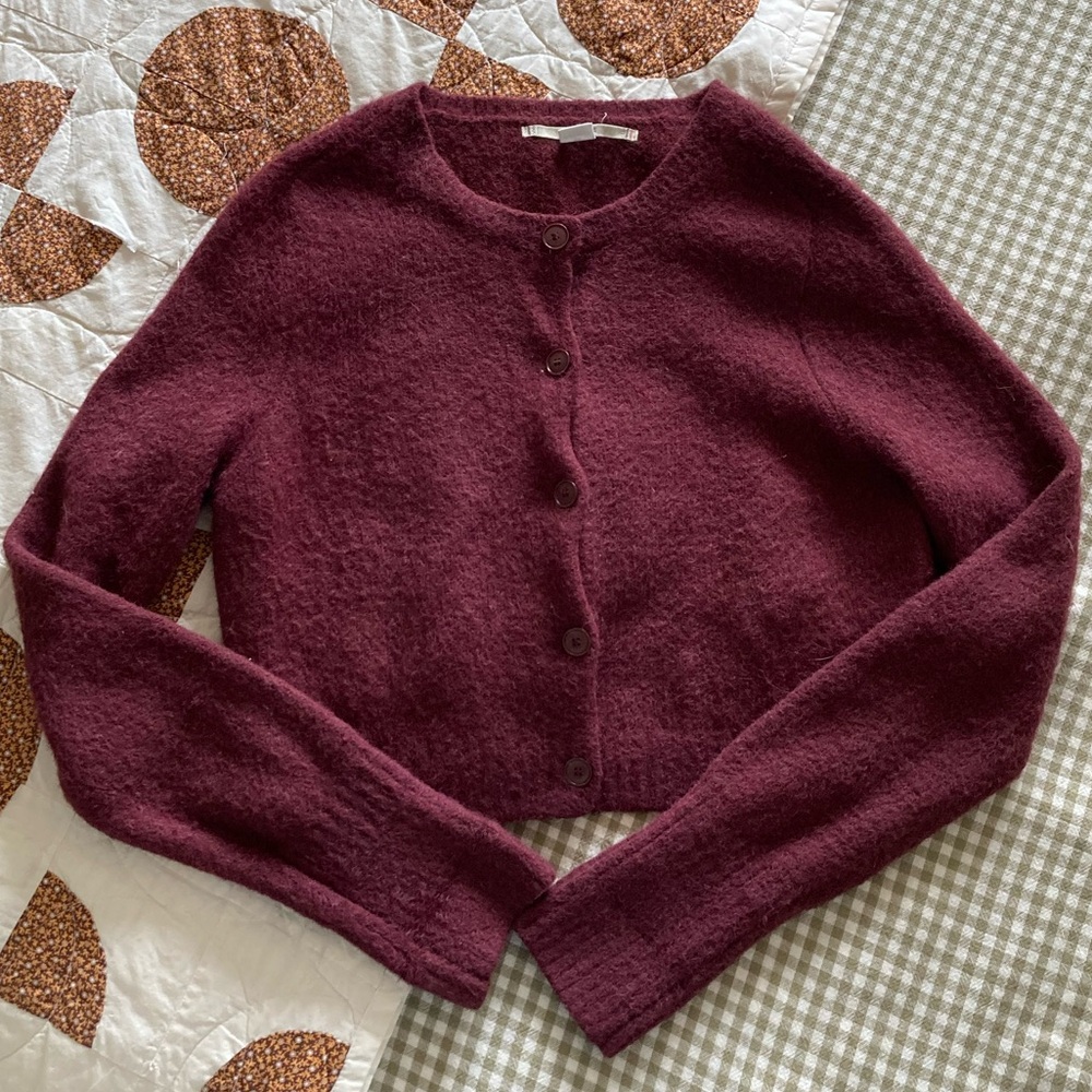 Urban Outfitters Kimchi Blue Eggplant Purple Button Up Cardigan Sweater